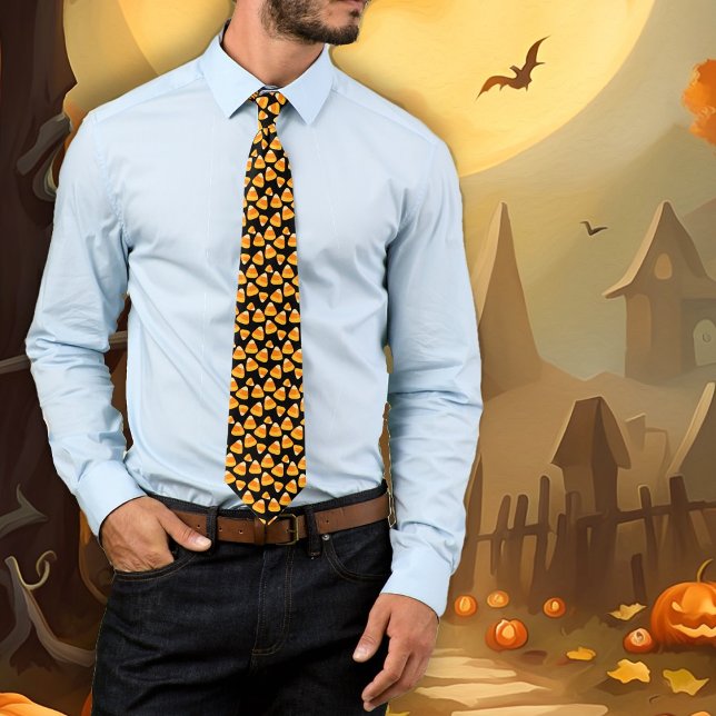 Gravata Halloween Candy Corn Pattern Novelty Tie (Criador carregado)