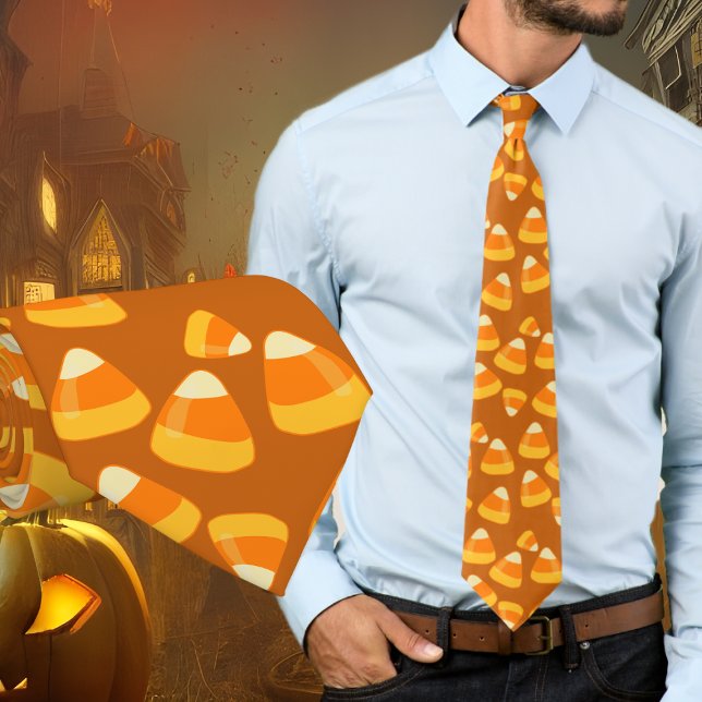 Gravata Halloween Candy Corn Pattern Orange Tie (Criador carregado)