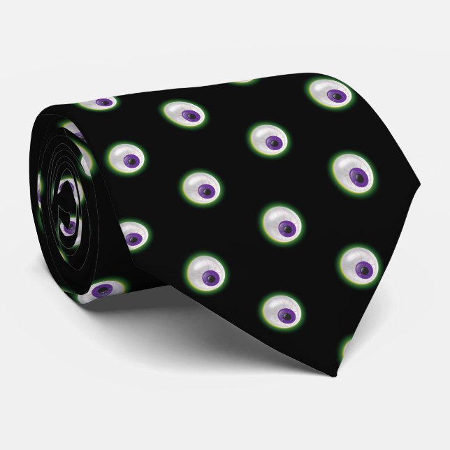 Gravata Halloween De Olhos Flutuantes E Pequenos Monstros  (Rolled)