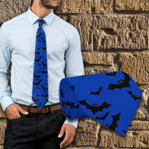 Halloween Flying Bats Night Blue Novelly Tie