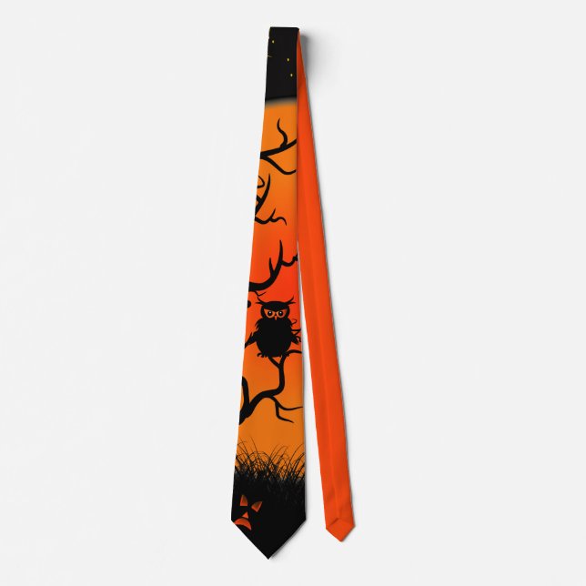Gravata Halloween Owl E Jack O Lantern Tie (Frente)