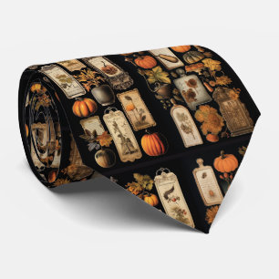 Gravata Halloween Pumpkins etiquetas de vintagem
