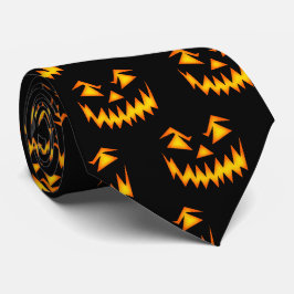 Gravata Halloween Scary Carved Pumpkin
