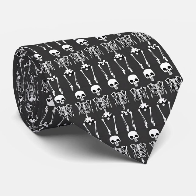 Gravata Halloween Skeletons Tie (Rolled)
