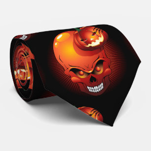 Gravata Halloween Skull e Pumpkin
