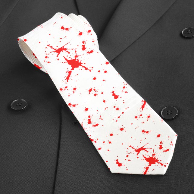 Gravata Halloween Vermelho e Branco Splatter (Blood Splatter Red & White Halloween Neck Tie)
