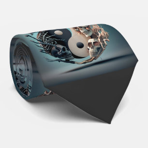 Gravata Halloween YinYang Skeleton Art