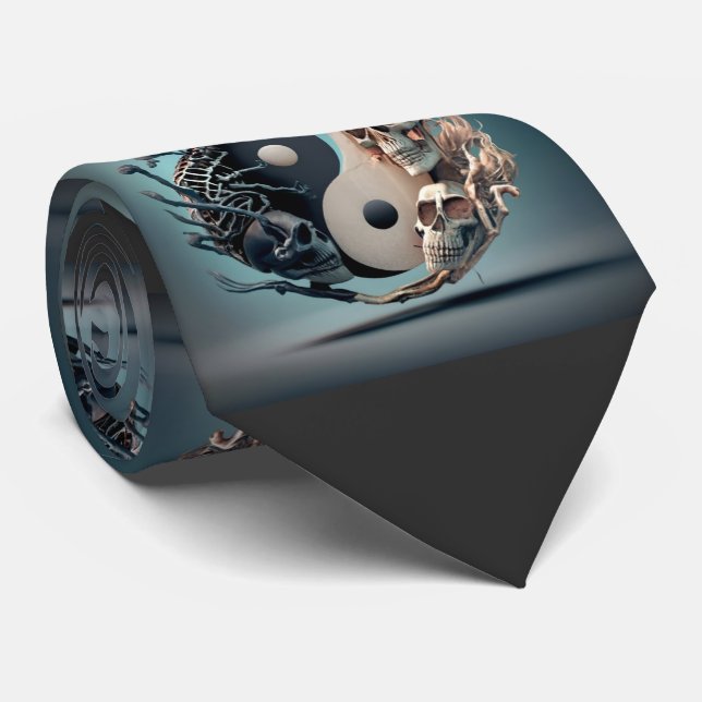 Gravata Halloween YinYang Skeleton Art (Rolled)