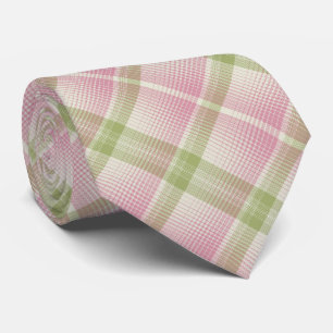 Gravata HAMbyWG - Tie- Bone/Pink/Pale Green Diag. Xadrez