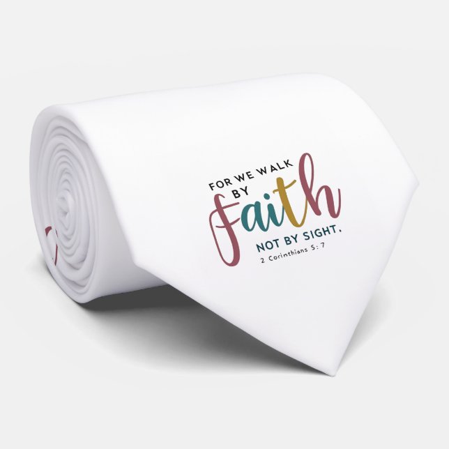 Gravata Hand-Lettered 2 Corinthians 5 7 Faith Witness Tie (Rolled)