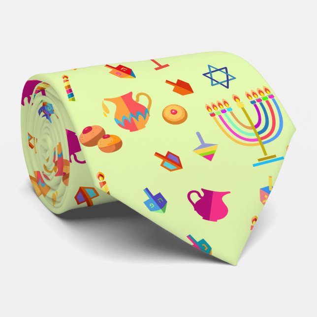 Gravata Hanukkah Festival Party Trendy Doodle Patterno (Rolled)