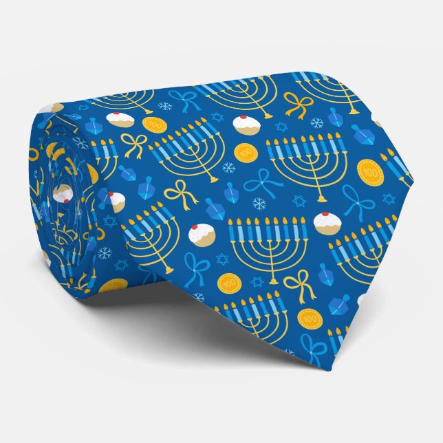 Gravata Hanukkah Menorah Neck Tie (Rolled)