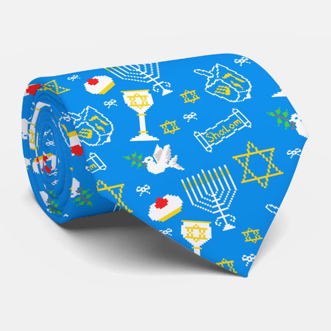 Gravata Hanukkah Pattern (Rolled)