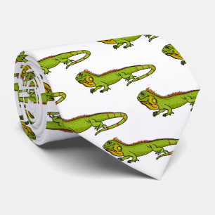 Gravata Happy green iguana cartoon illustration