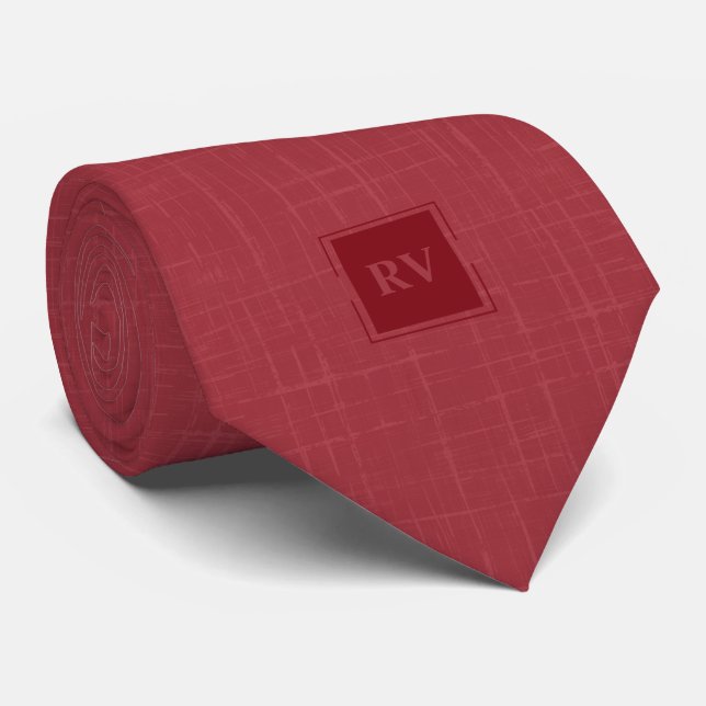 Gravata Hashmark Clássico do Monograma Vermelho Ruby (Rolled)
