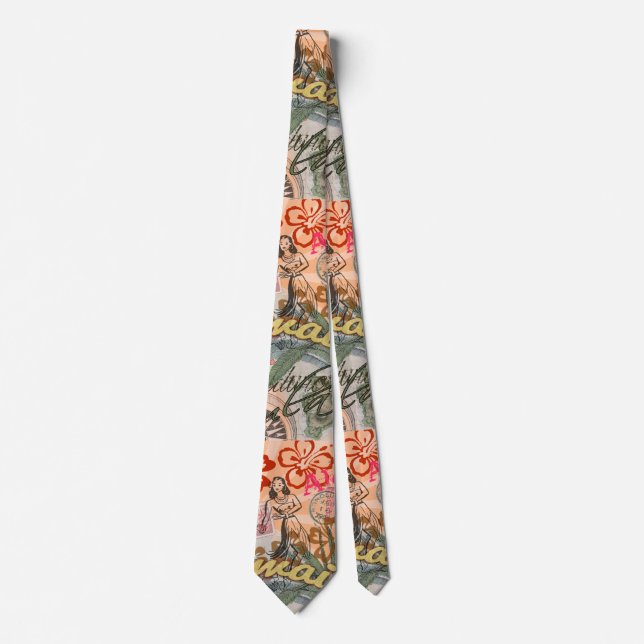 Gravata Hawaii Hula Viagem Flower Vintage (Frente)