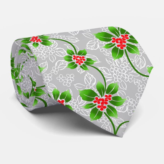 Gravata Hawaiian Holly Silver Two-Sided (Rolled)