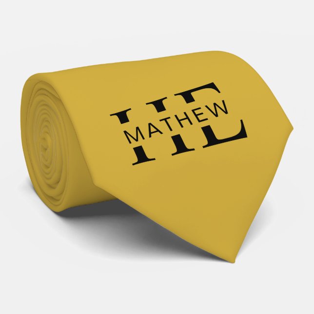 Gravata HE Custom Name Modern Men's Metallic Gold (Rolled)
