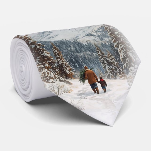 Gravata Heading Home - Mens Custom Christmas Necktie    (Rolled)