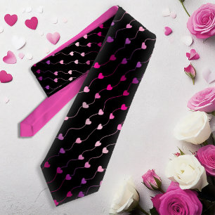 Gravata Heart on a String Pattern Gradient Pink ID628