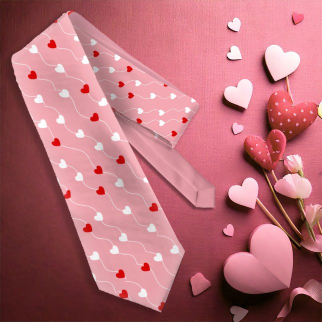 Gravata Heart on a String Pattern Red/White ID628 (Criador carregado)