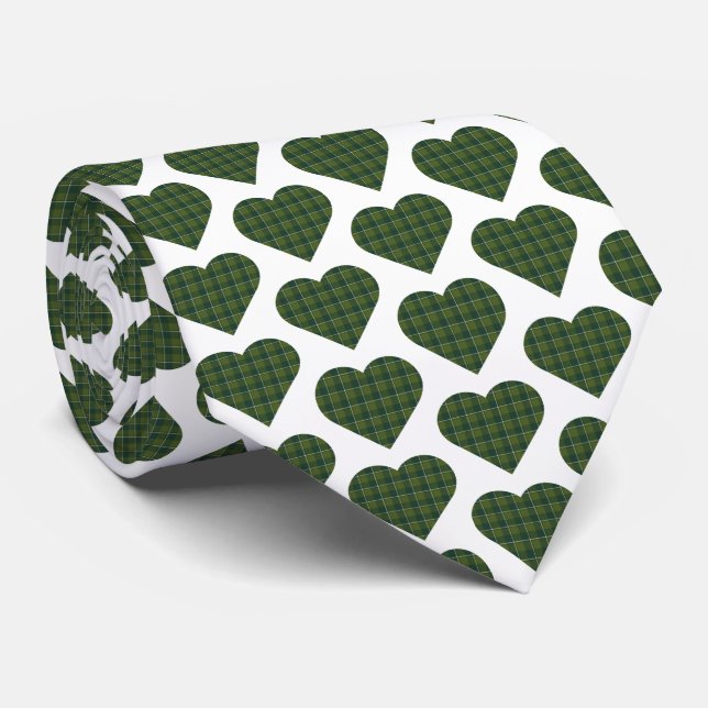 Gravata Heart Shaped Plaid Dark Green Neck Tie (Rolled)