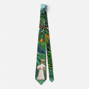 Gravata Henri Rousseau - Mulher caminhando em uma Floresta