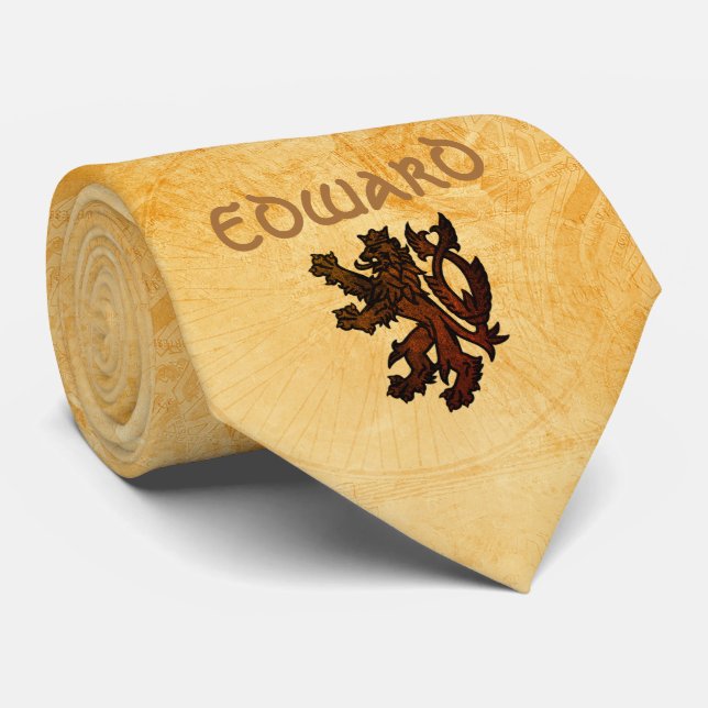 Gravata Heráldico Rampant Lion Personalizado (Rolled)