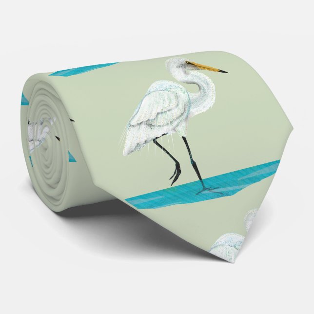 Gravata Herão Branco Kotuku (Rolled)