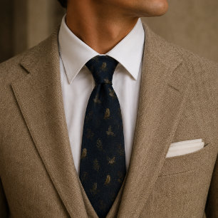 Gravata Heritage Owl Midnight Navy