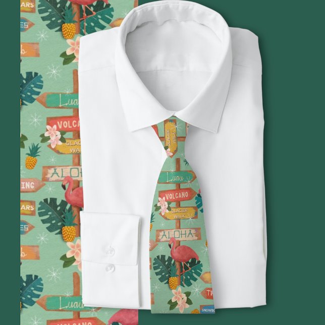 Gravata Hidden Hawaii (Hawaiian themed tropical tie with a hidden winter twist)