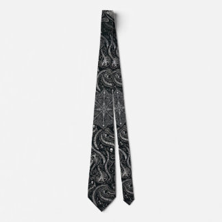 Gravata Hidden Skull & Spine Paisley | Silver Black Gothic