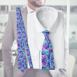 Gravata Hídricas florescentes<br><div class="desc">Hídricas magníficas florescem combinadas num padrão floral exuberante. Lindas cores em azul, rosa, turquesa. Excelente ideia de presente para ele em qualquer ocasião.</div>