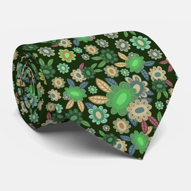 Gravata Hippie Flower Green Blooms (Rolled)
