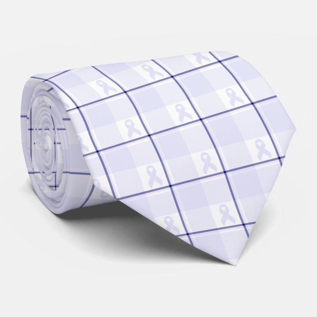 Gravata Hodgkin's Lymphoma Awareness Plaid Lavender Ribbon (Rolled)