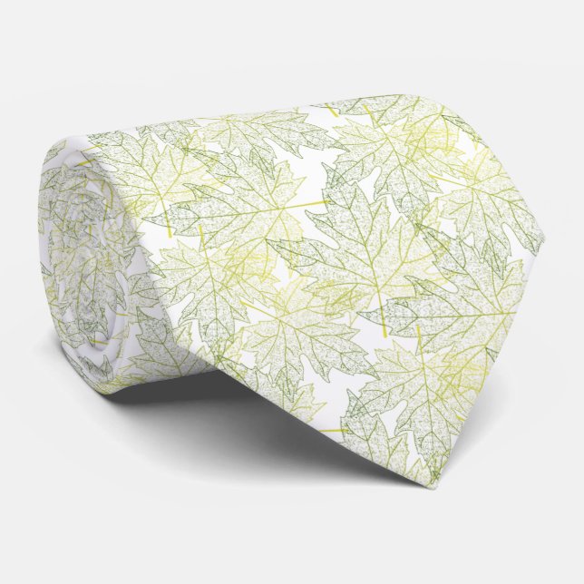 Gravata Hojas De otoño verde con amarillo (Rolled)