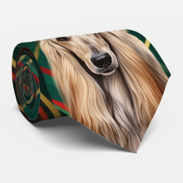 Gravata Holiday Afghan Hound Dog Red Plaid Christmas