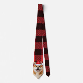 Gravata Holiday Akita Dog Red Buffalo Plaid Christmas