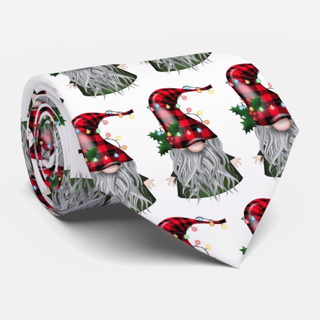 Gravata Holiday Cheer Gnome Neck Tie (Rolled)