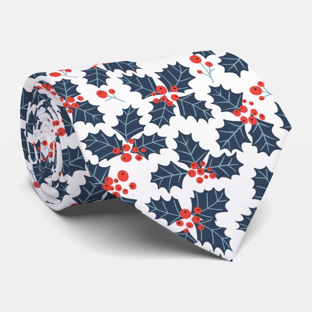Gravata Holly berry em branco (Rolled)