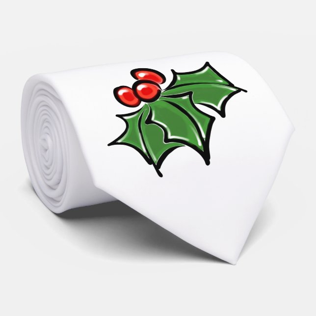 Gravata Holly Leaves, Holly berry, botânica de férias dive (Rolled)