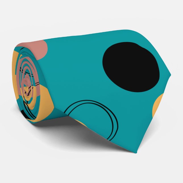 Gravata Homem-abstrato de padrão azul-na moda elegante (Rolled)