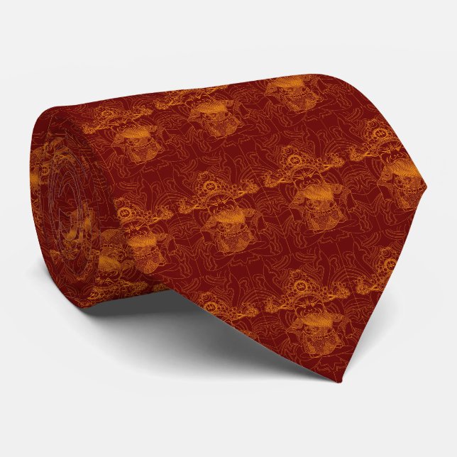 Gravata Homem chinês tradicional vermelho-branco (Rolled)