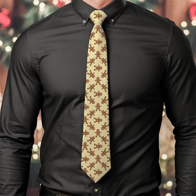 Gravata Homem de Biscoito Amarelo de Bolinhas de Natal (Criador carregado)