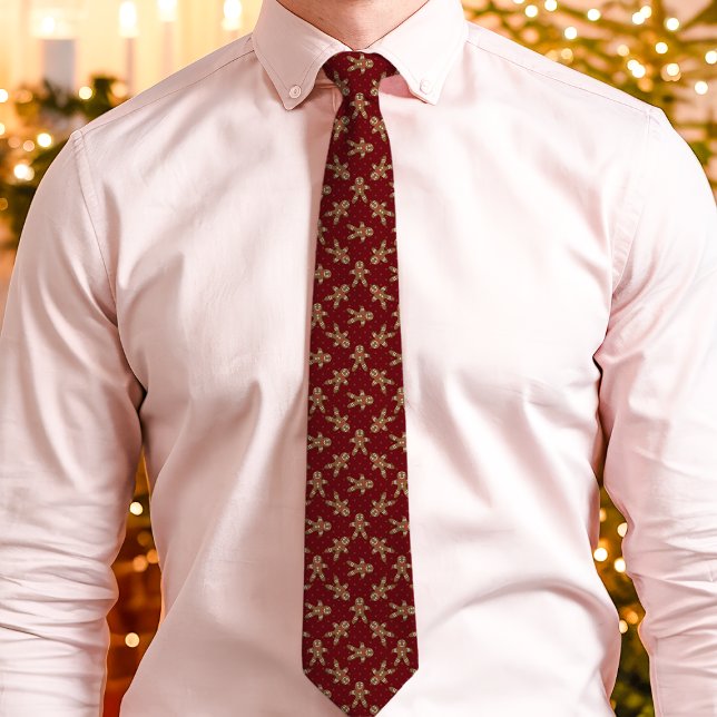 Gravata Homem de Biscoito Vermelho com Bolinhas de Natal (Criador carregado)