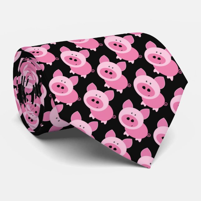 Gravata Homem de Piggies Rosa (Rolled)