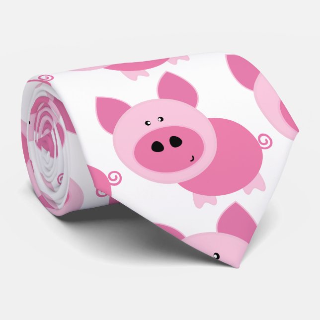 Gravata Homem de Piggies Rosa (Rolled)