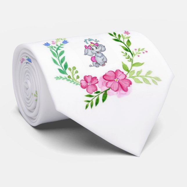 Gravata Homem Designer Elefante Floral (Rolled)