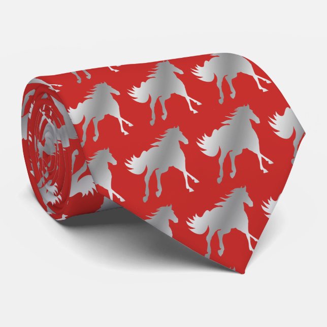 Gravata Horse Mustang Team Mascot Futebol Necktie (Rolled)