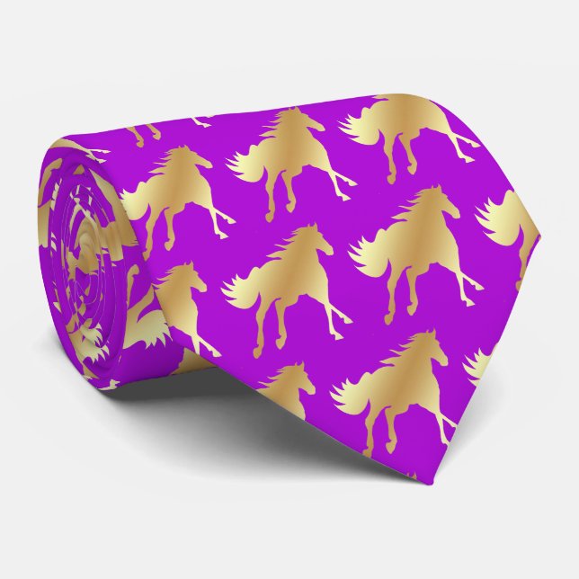 Gravata Horse Mustang Team Mascot Futebol Necktie (Rolled)